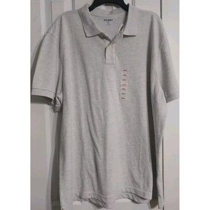 NWT Men's Old Navy Uniform Pique Polo Shirt Size XXL 2XL Lt Heather Gray GO-DRY